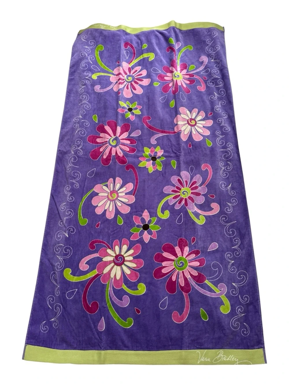 NWT Vera Bradley Purple Punch Beach Towel Retired Pattern Rare! 33” X 66”